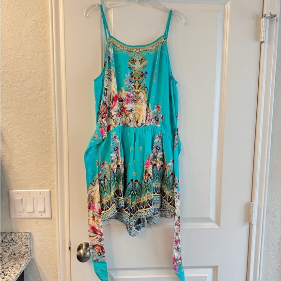 Camilla Turquoise and Pink Patterned Romper - Picture 3 of 3